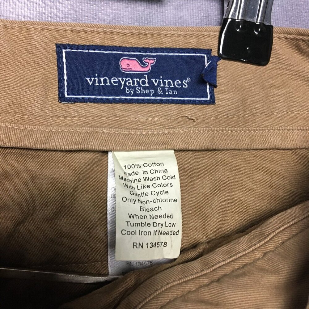 Vineyard Vines Mens‎ Slim Fit Breaker Pants size 34x34 Brown Flat Front Stretch - Picture 6 of 16